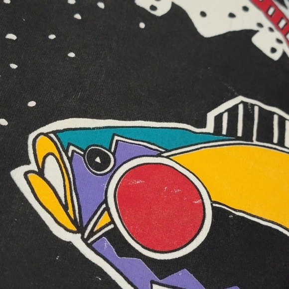 Vintage Dinkey Creek Aztec Fish Graphic Gray Double Collared and Sleeve Premier - Picture 7 of 8